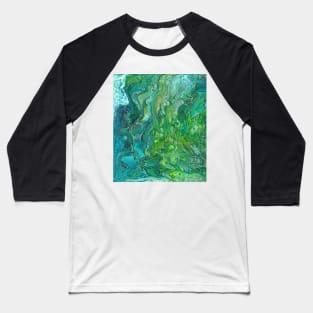 Poured paint - blues and lush greens Baseball T-Shirt